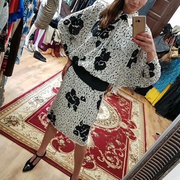 VTG 80s Louis Féraud Silk Blouson Dress - Picture 1 of 16